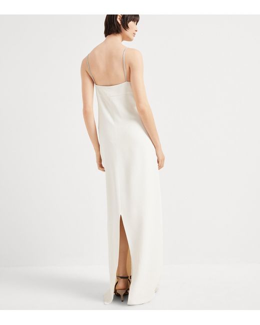 Brunello Cucinelli White Silk-Blend Maxi Dress