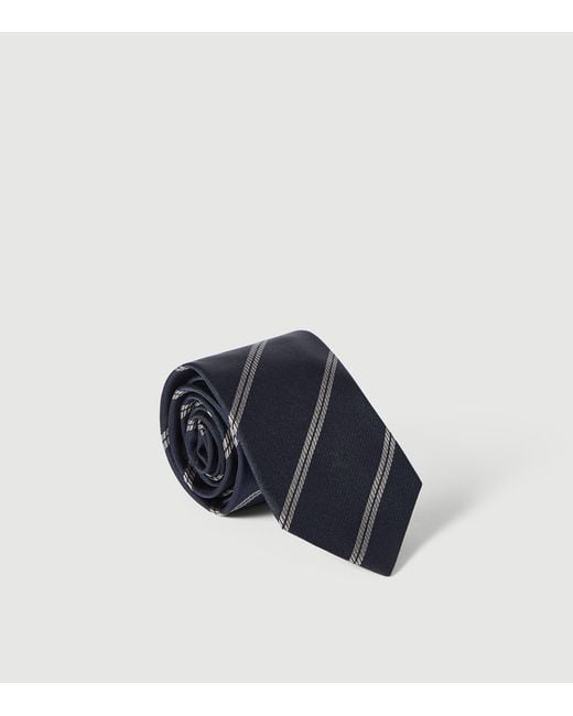 Brunello Cucinelli Blue Silk Stripe Tie for men