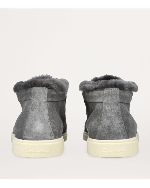 Santoni Gray Suede Fortune Ankle Boots