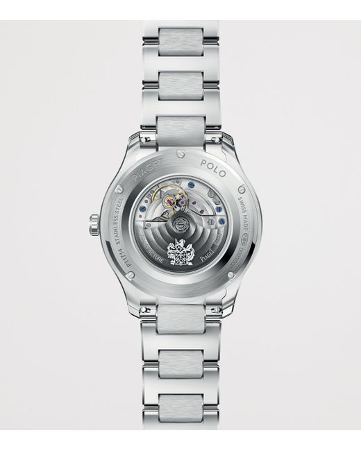 Piaget Metallic Stainless Steel And Diamond Polo Date Watch