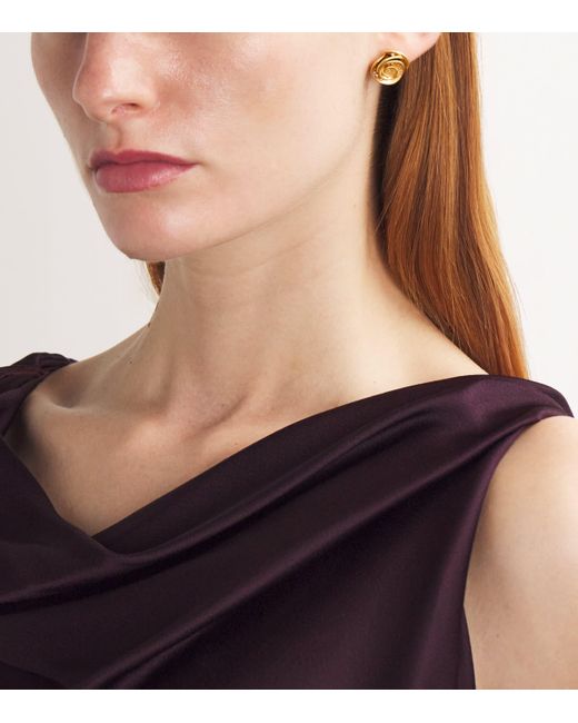 Nada Ghazal Metallic And Diamond Pop Of Hope Rose Stud Earrings