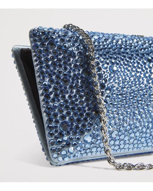 Rodo Blue Silk Crystal Clutch Bag