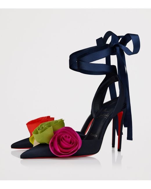 Christian Louboutin Blue Mere Lachaise Silk Lace-Up Pumps 100