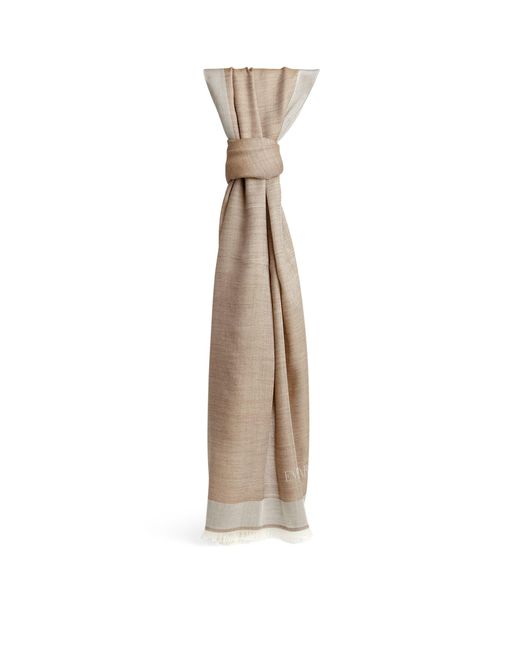 Emporio Armani Natural Wool-silk Fringed Scarf for men