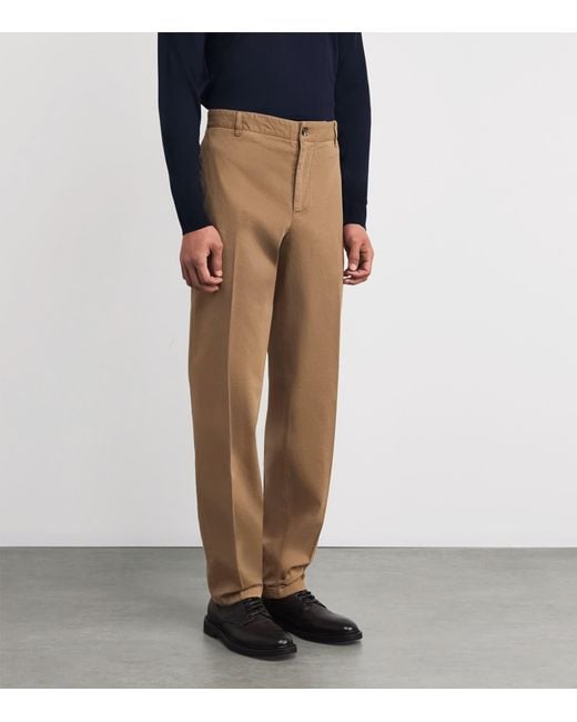 Isaia Natural Stretch-Cotton Chinos for men