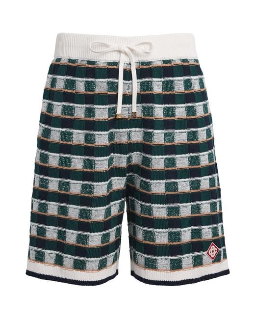 Casablanca Green Cotton Crochet Mosaic Shorts