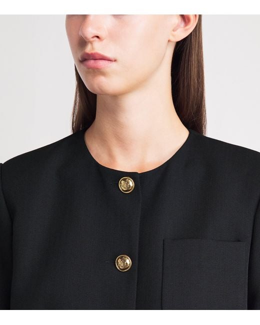 Sandro Black Wool Contrast Collar Blazer