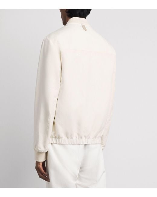 Canali White Linen-Silk Bomber Jacket for men
