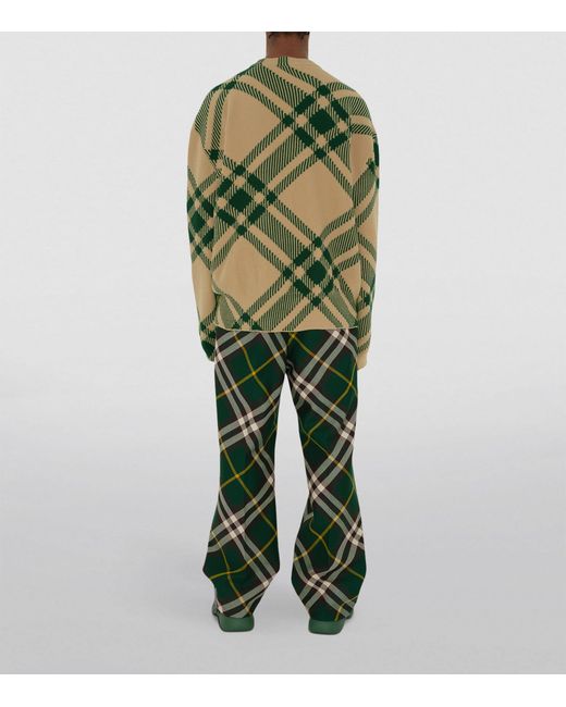 Burberry Green Wool-blend Oversized Check Cardigan for men