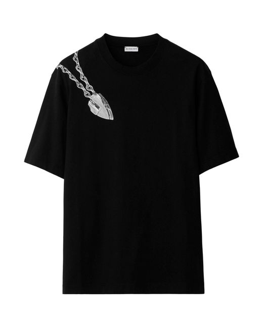Burberry Black Cotton Shield Hardware T-shirt for men
