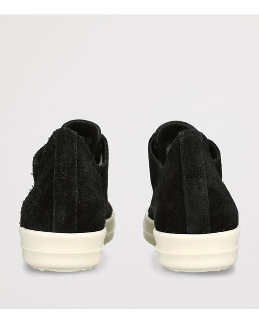 Rick Owens Black Suede Classic Low-Top Sneakers for men