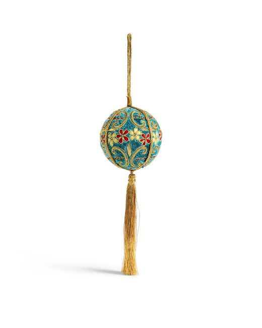 Harrods Green Velvet Embellished Tassel Bauble