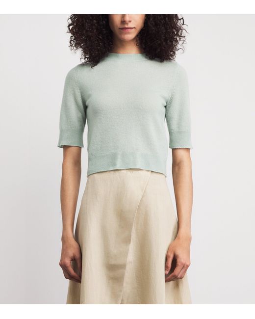LeKasha Green Cashmere Short-Sleeve Chypre Sweater