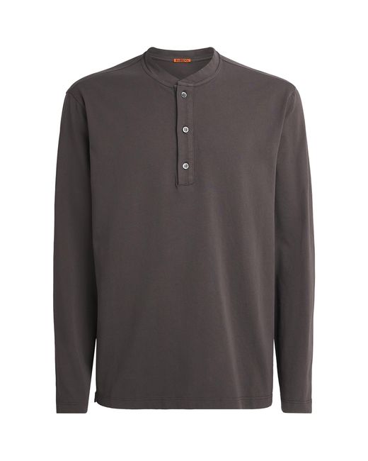 Barena Gray Cotton Jersey Henley Top for men