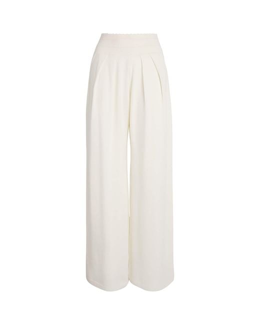 Molli White Virgin Wool Wide-Leg Trousers