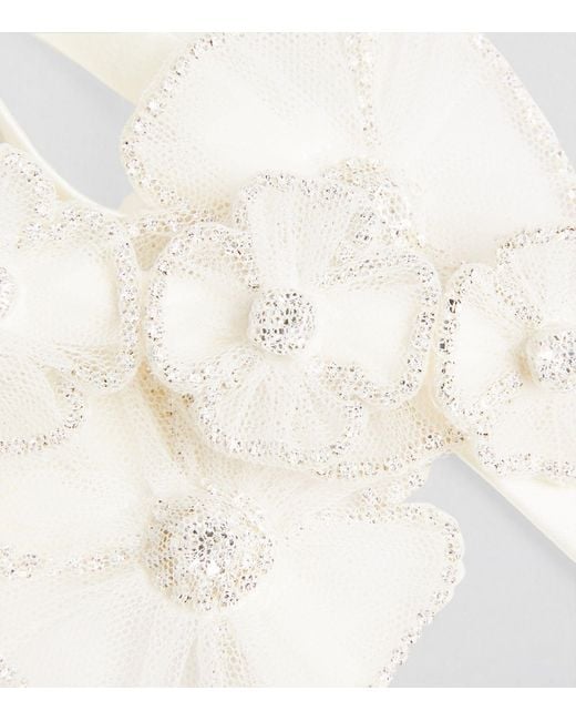 Kiki de Montparnasse White Silk Floral Chouchou Suspender Belt