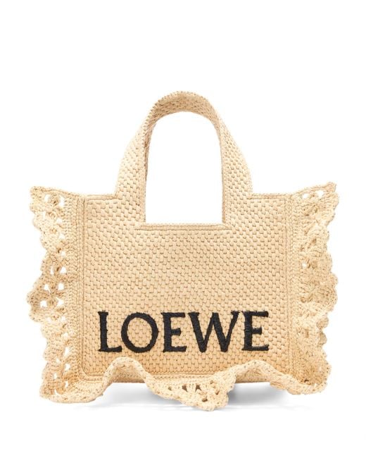 Loewe Natural X Paula's Ibiza Raffia Font Tote Bag