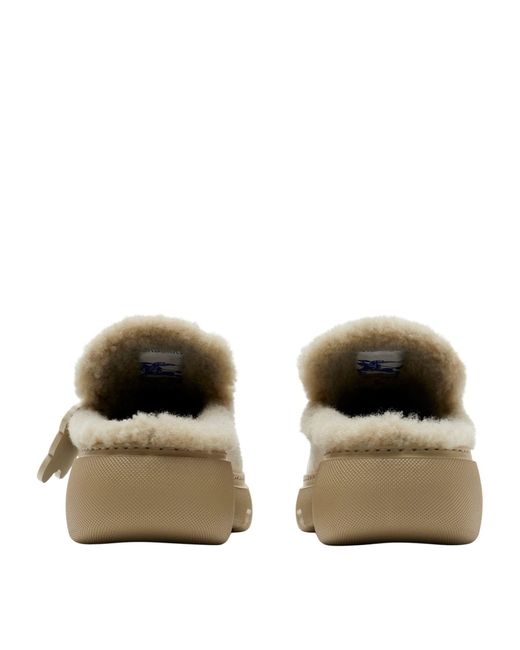 Burberry Natural Shearling Stony Mules