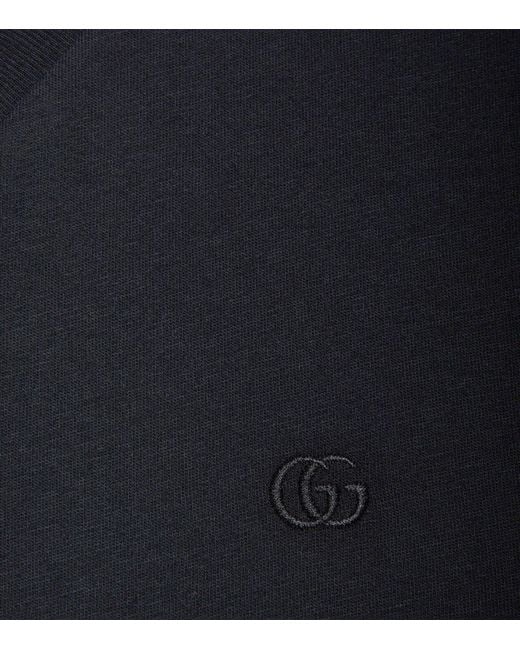Gucci Black Cotton T-shirt With Double G for men