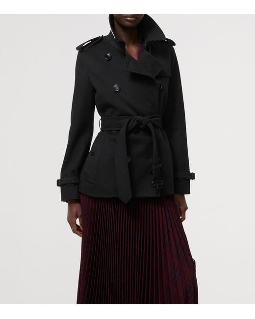 Burberry Black Cashmere Kensington Trench Jacket