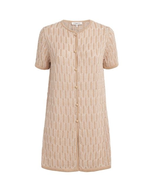 Lafayette 148 New York Natural Cotton Lace-Knit Cardigan