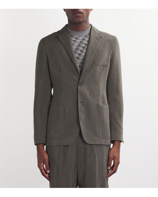 Giorgio Armani Gray Silk-Blend Upton Blazer for men