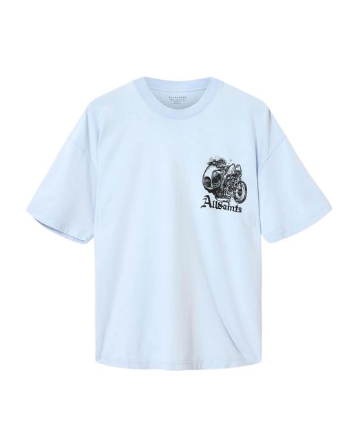 AllSaints Blue Organic Cotton Oversized Panhead T-Shirt for men