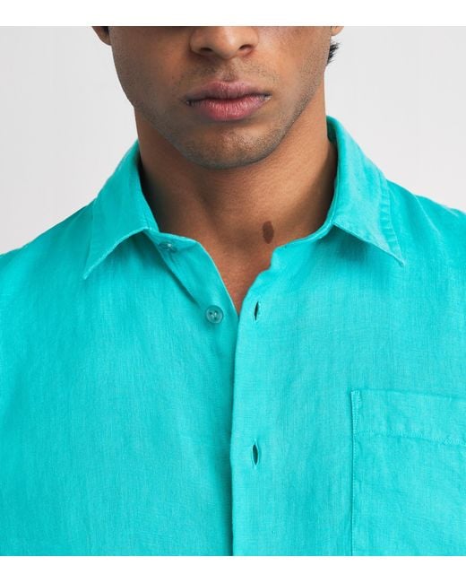 Vilebrequin Blue Linen Caroubis Shirt for men