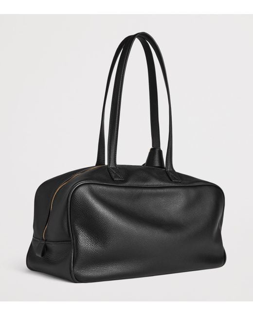 Balenciaga Black Medium Leather Carrie Bowling Top-Handle Bag