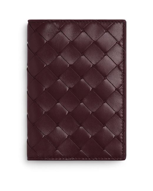 Bottega Veneta Purple Leather Intrecciato Passport Holder