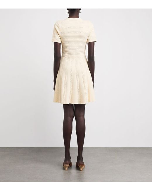 Sandro Natural Knitted Button-Up Mini Dress