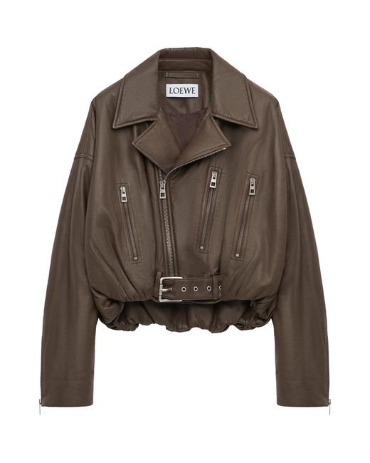 Loewe Brown Nappa Lambskin Biker Jacket