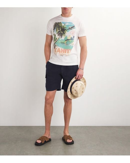 Vilebrequin Blue Linen Cargo-Pockets Baie Shorts for men