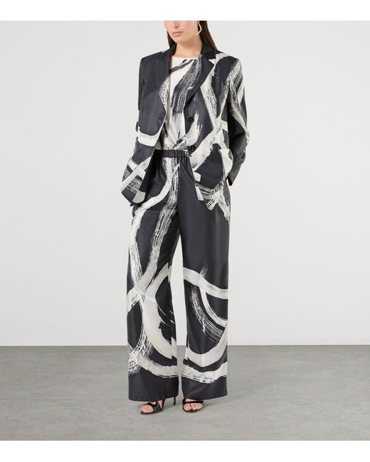 Marina Rinaldi Black Silk Printed Trousers