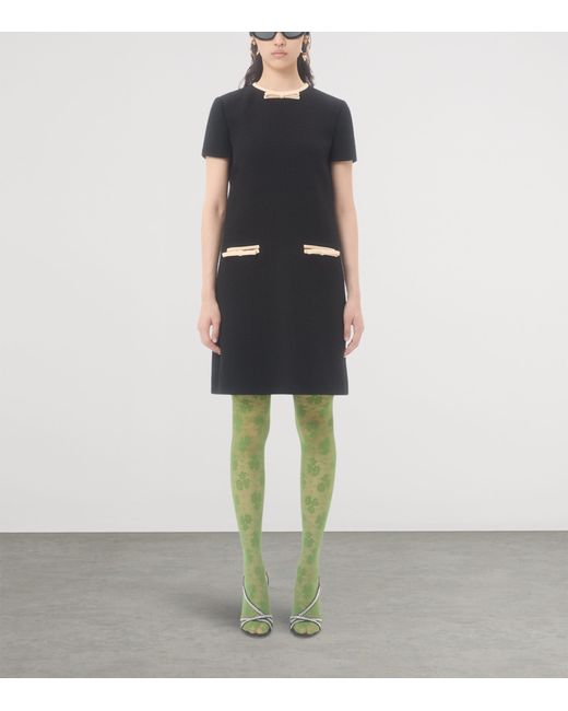 Valentino Black Wool-Blend Mini Dress