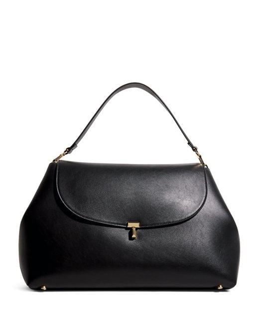 Totême Black Calfskin T-Lock Satchel Bag