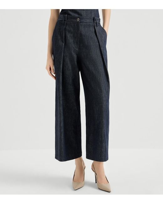 Brunello Cucinelli Blue Wide-Leg Jeans