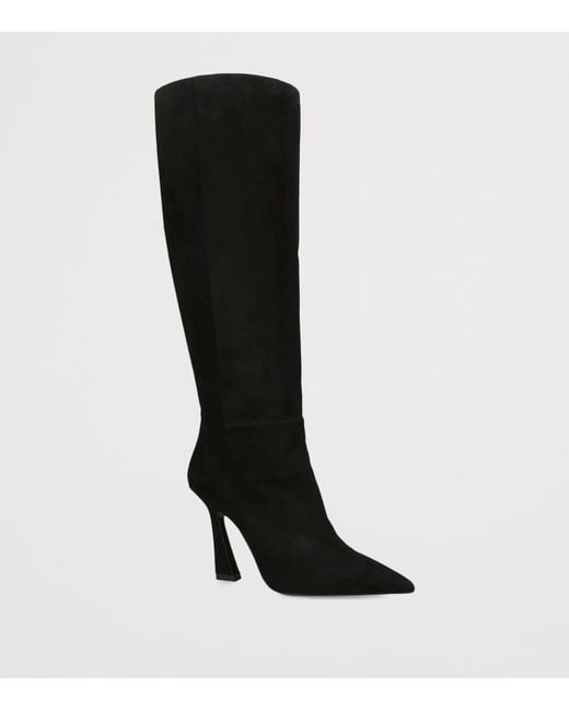 Stuart Weitzman Black Suede Vinnie Zip Knee-High Boots 100