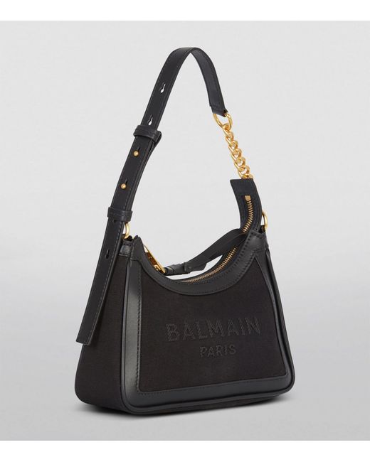 Balmain Black Canvas B-army Shoulder Bag
