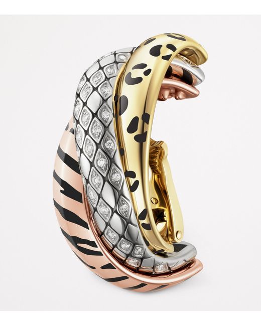 Cartier Metallic Lacquered And Semi-Pavéd Diamond Trinity Single Earring