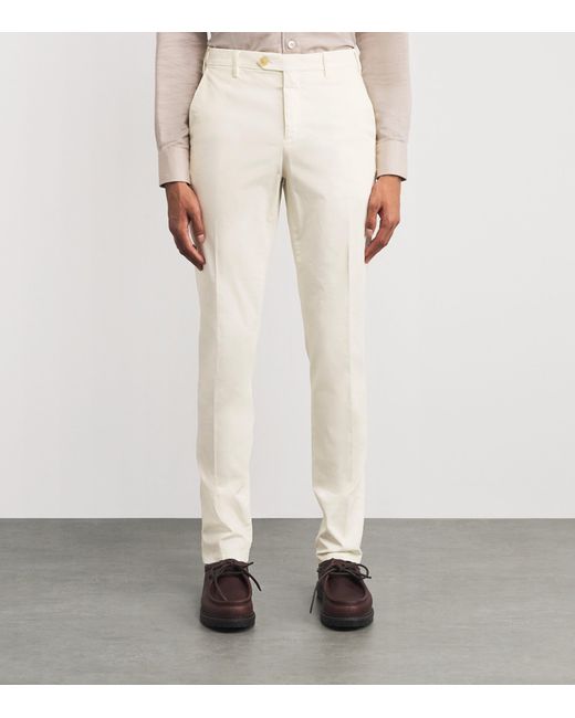 Canali White Stretch-Cotton Straight Chinos for men