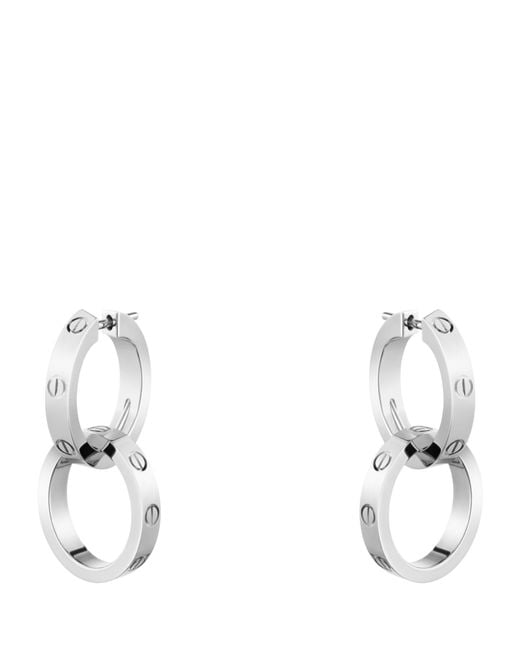 Cartier White Gold Love Double Hoop Earrings