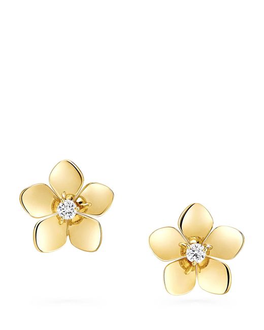 Graff Metallic Mini Yellow Gold And Diamond Wild Flower Earrings