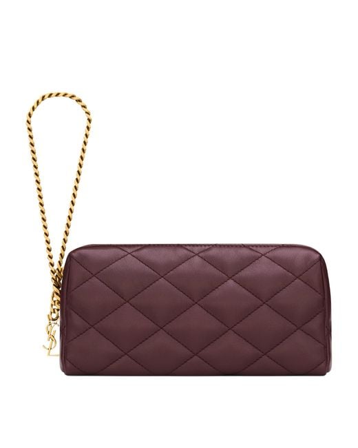 Saint Laurent Purple Matelassé Chain Wallet