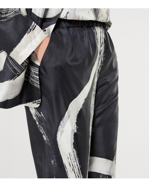 Marina Rinaldi Black Silk Printed Trousers