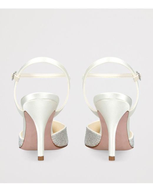 Gina White Satin Embellished Karla Pumps 85