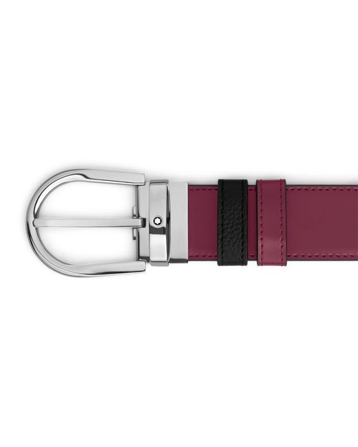 Montblanc Red Leather Horseshoe Reversible Belt for men