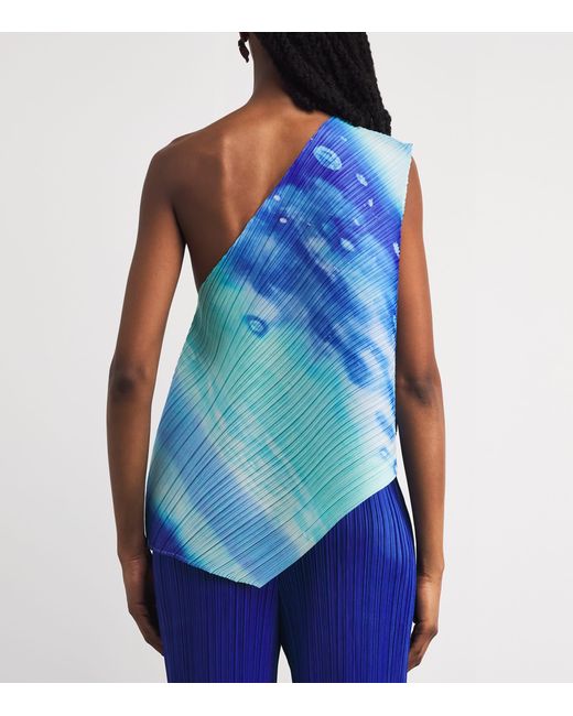Pleats Please Issey Miyake Blue Sea Bubble One-Shoulder Top