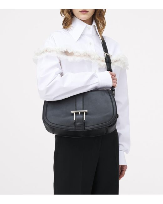 Alexander McQueen Black Large Leather T-Bar Shoulder Bag