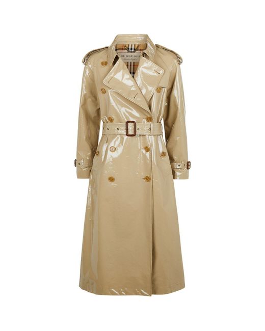 Burberry Eastheath Laminated Trench Coat in Yellow | Lyst